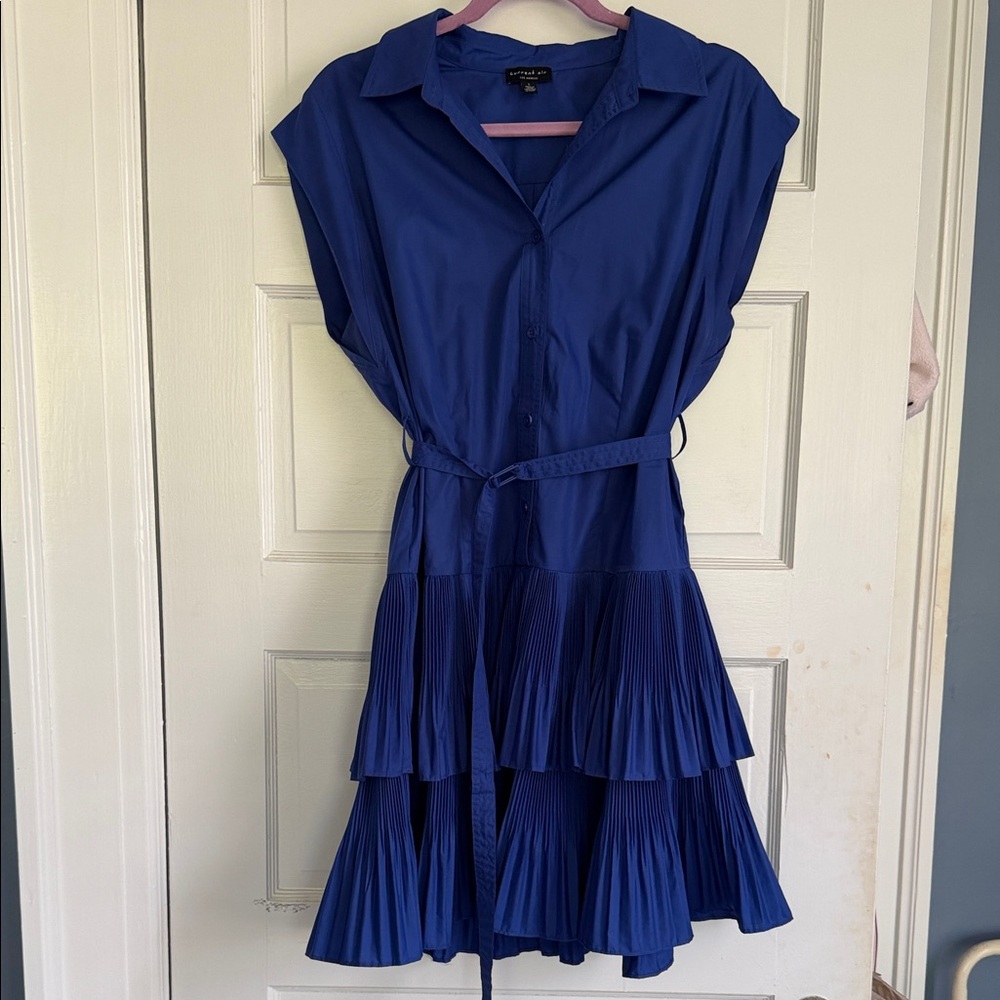 Current Air Royal Blue  size Large pleated ruffle dress